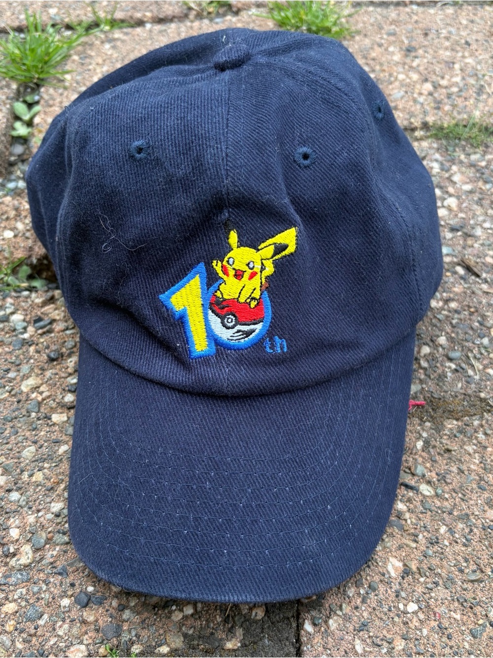 Vintage Y2K Pokemon 10th Anniversary Pikachu Hat Cap Adjustable Navy Blue